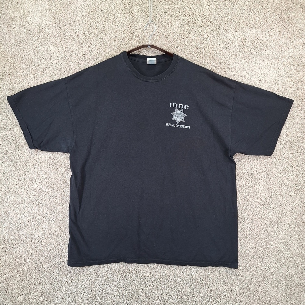 Gildan T-Shirt Mens 2XL Black IDOC Special Operations Illinois Gorpcore Outdoor
